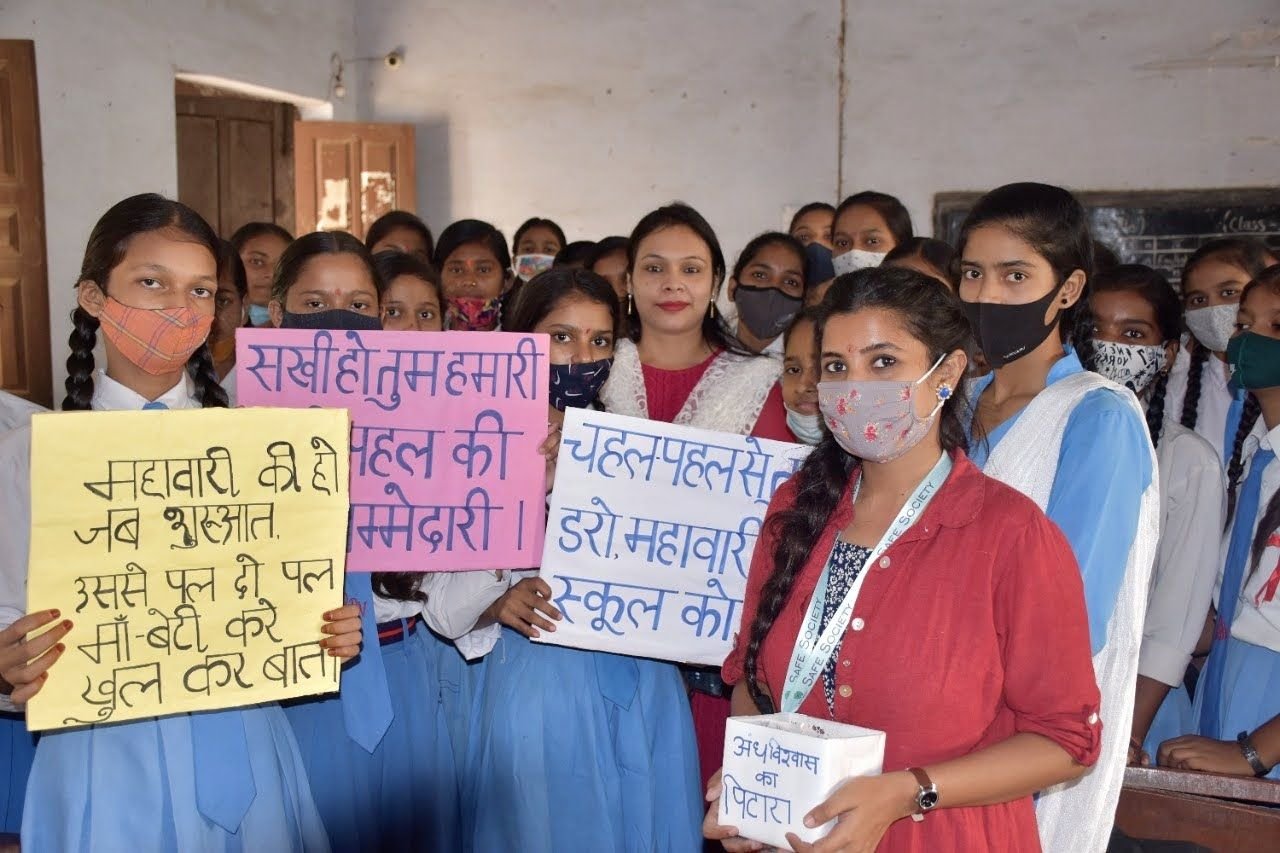 Menstrual hygiene awareness campaign with school girls
